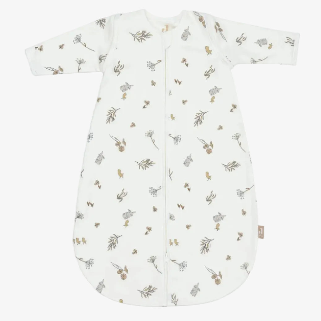 Baby sleeping bag with floral pattern on a white background