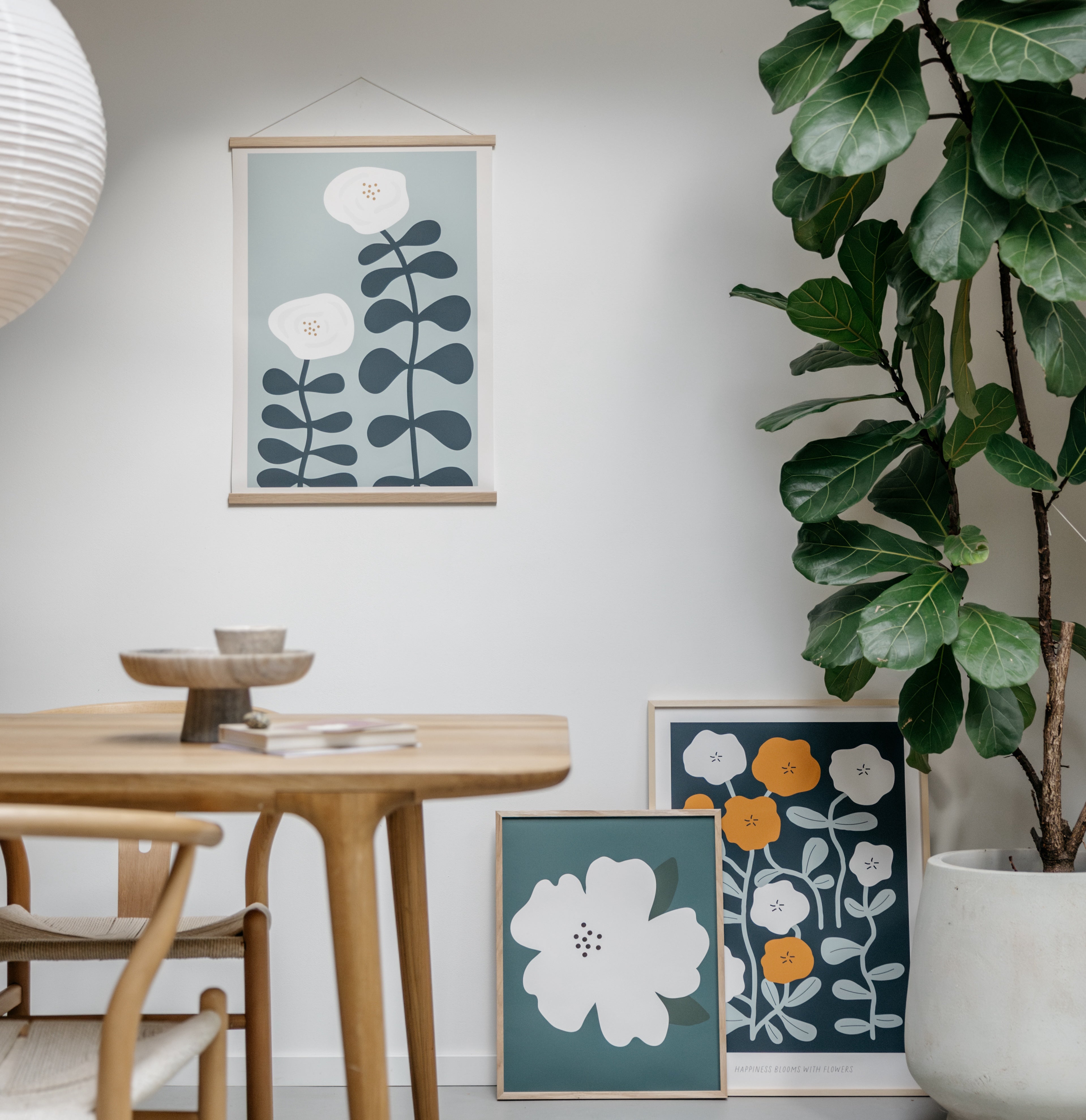 Happiness Blooms with Flowers Poster