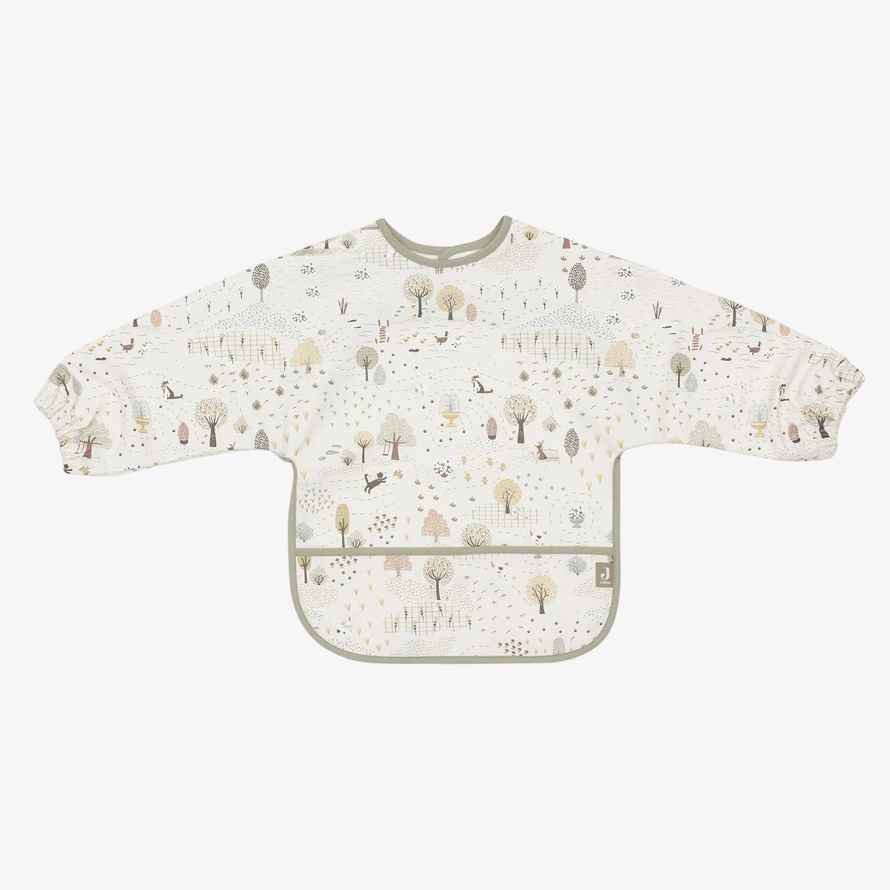 Baby bib with long-sleeve design on a white background