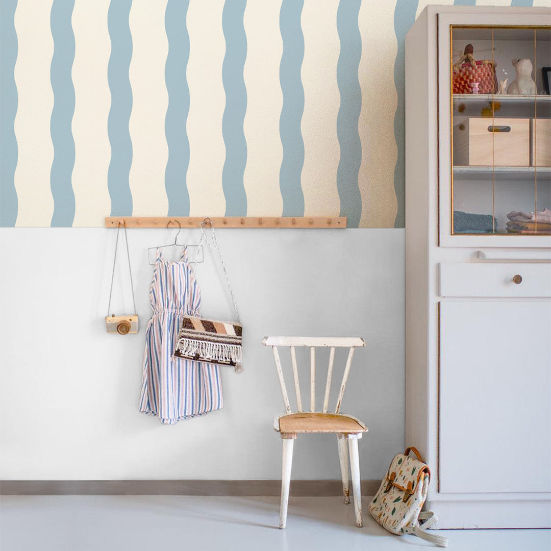 Wiggle Lines Wallpaper, Blue