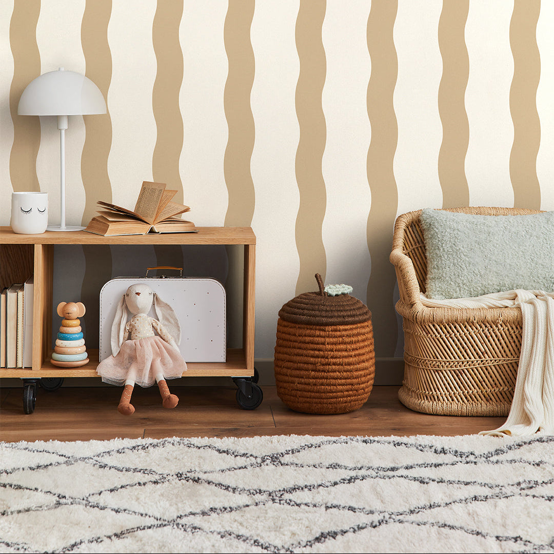 Wiggle Lines Wallpaper, Ochre
