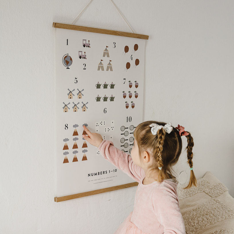 1-10 Numbers Poster, Light Grey