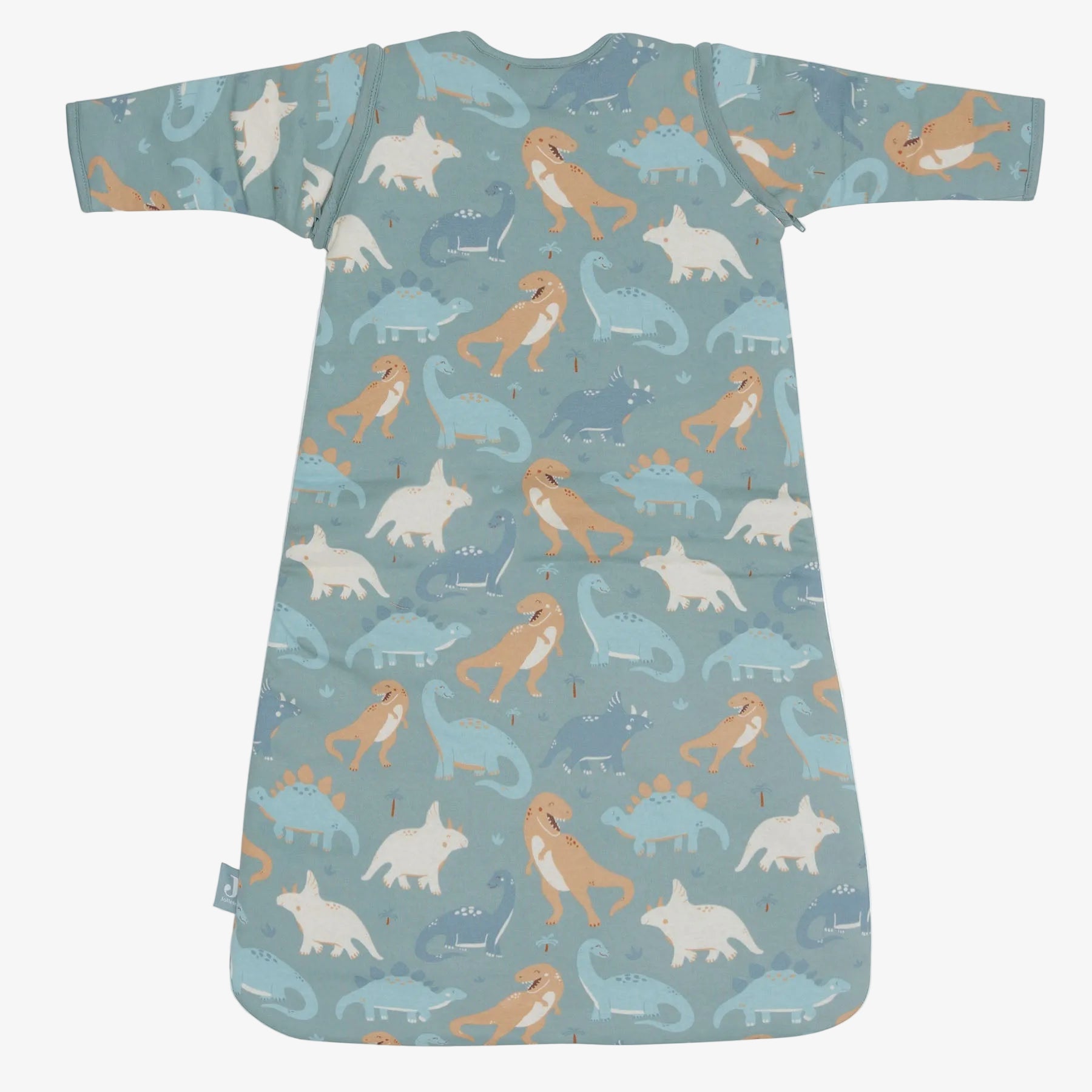 Sleeping bag with dinousaur pattern on a white background