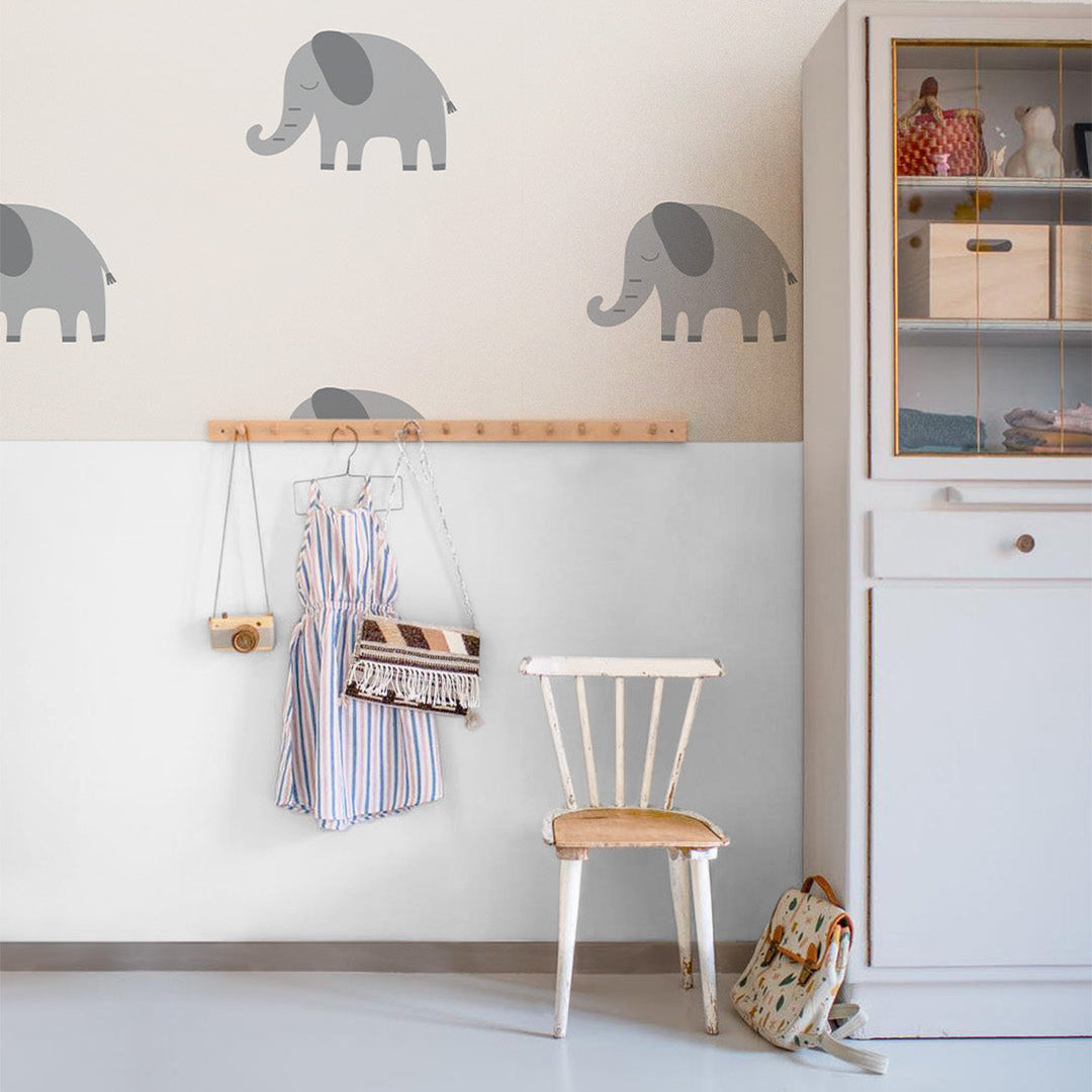Elephants Wallpaper, Grey