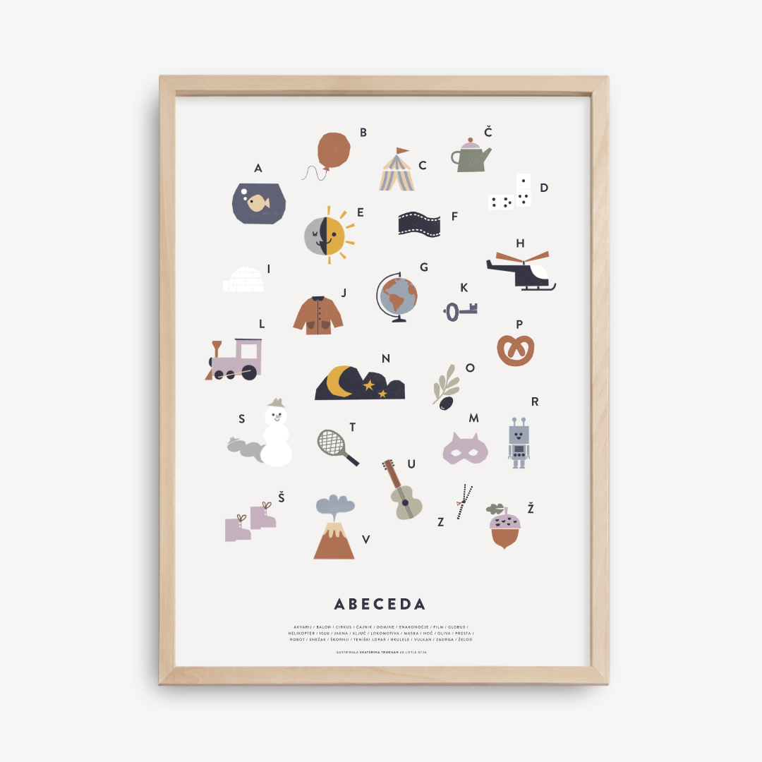 Little Otja® Slovenian Alphabet Poster, Light Grey, A3