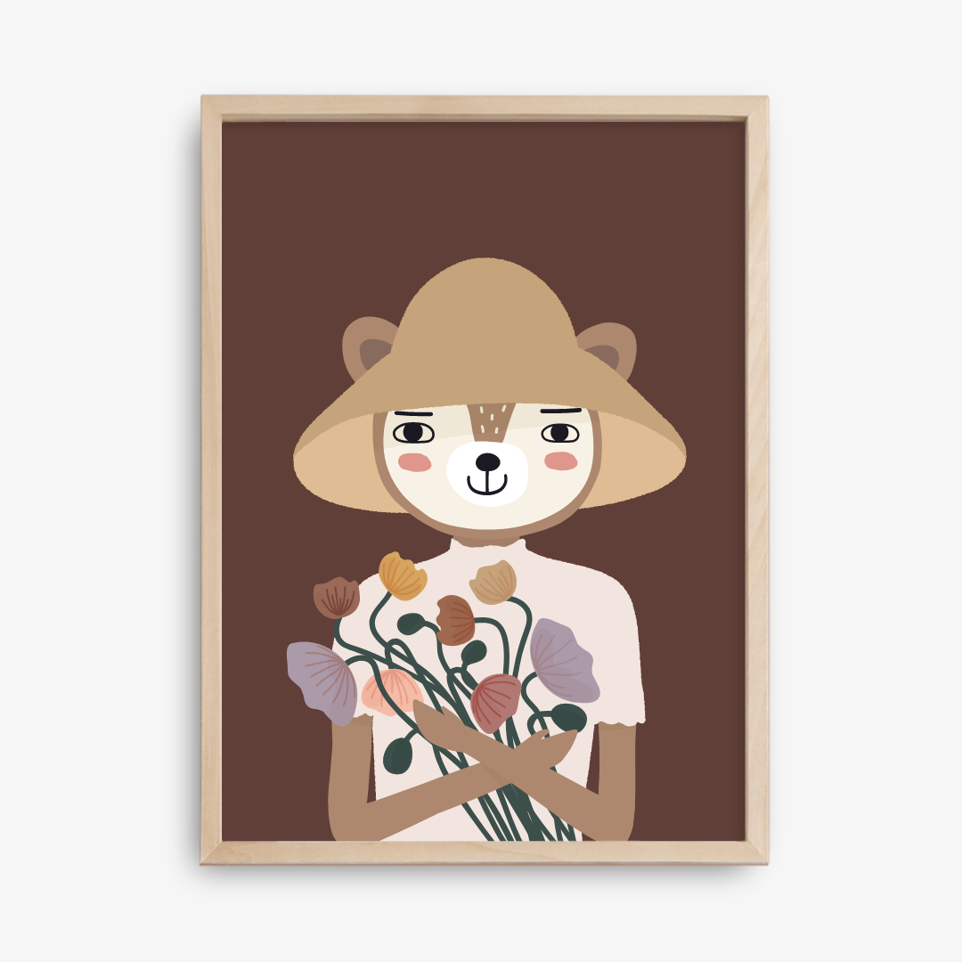 Girl with Flowers Poster