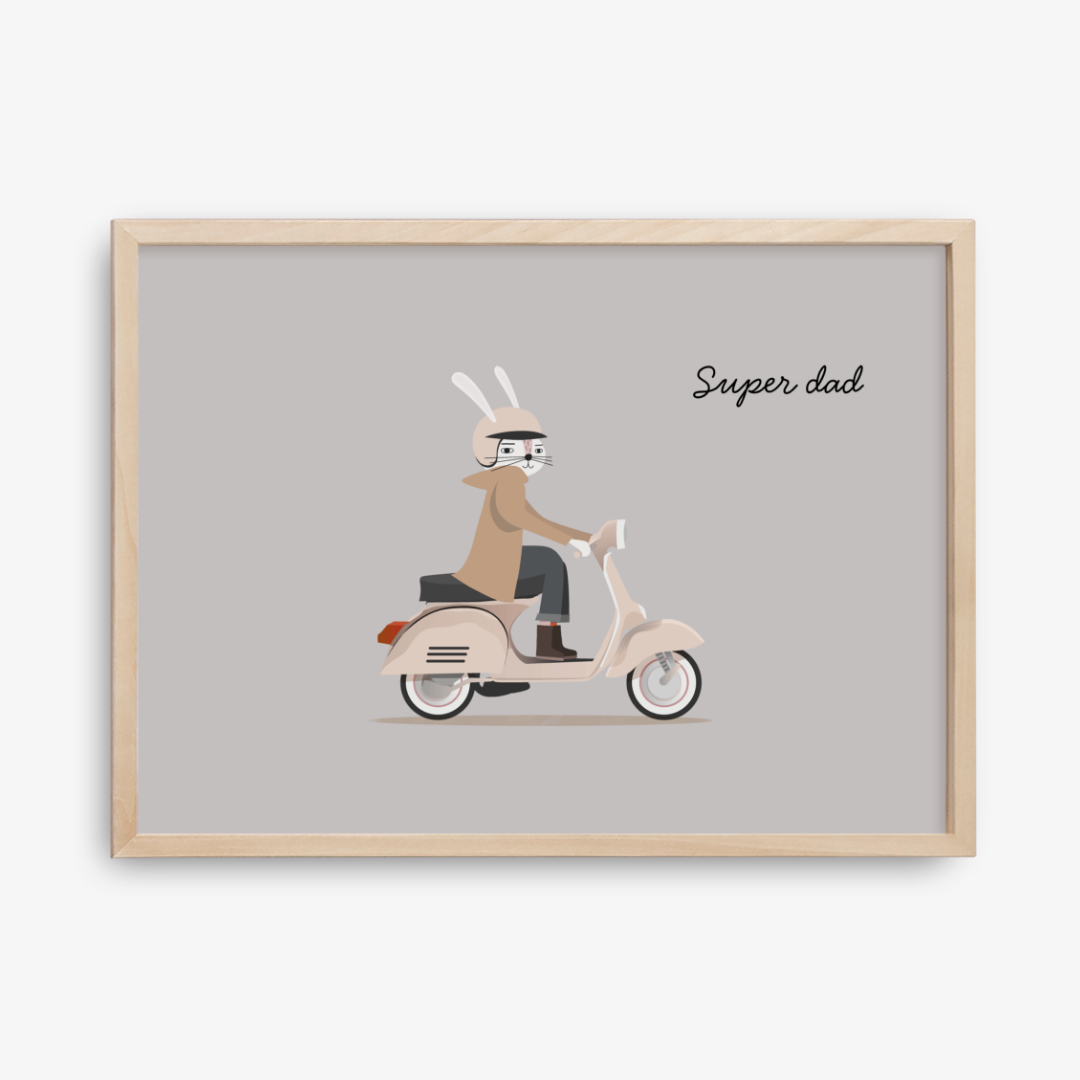 Super Dad on Scooter Poster