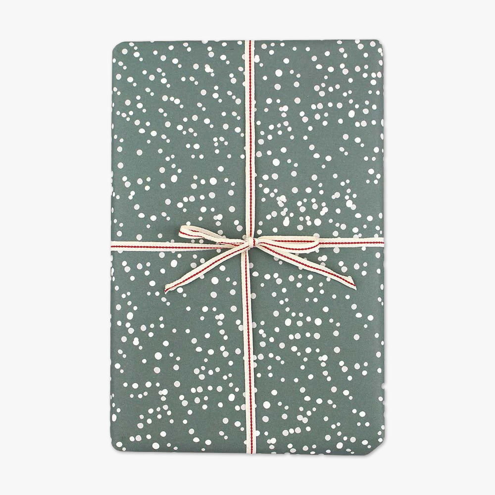 Wrapping Paper, Green/White Dots