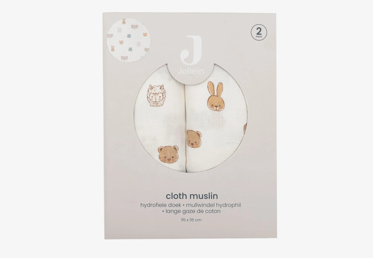 Swaddle Muslin 115x115cm - Jollies - 2 Pack