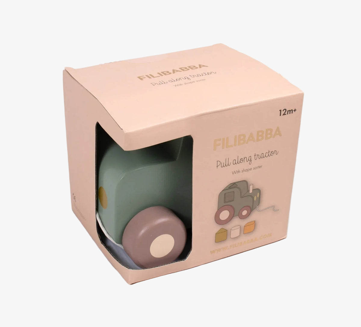 Pull along tractor with shape sorter