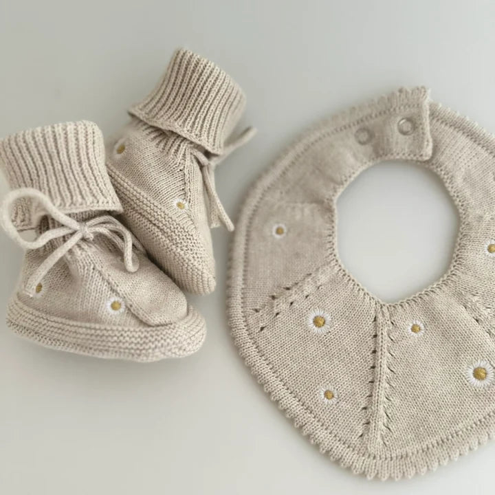 Knitted Baby Bib - Petite Daisy