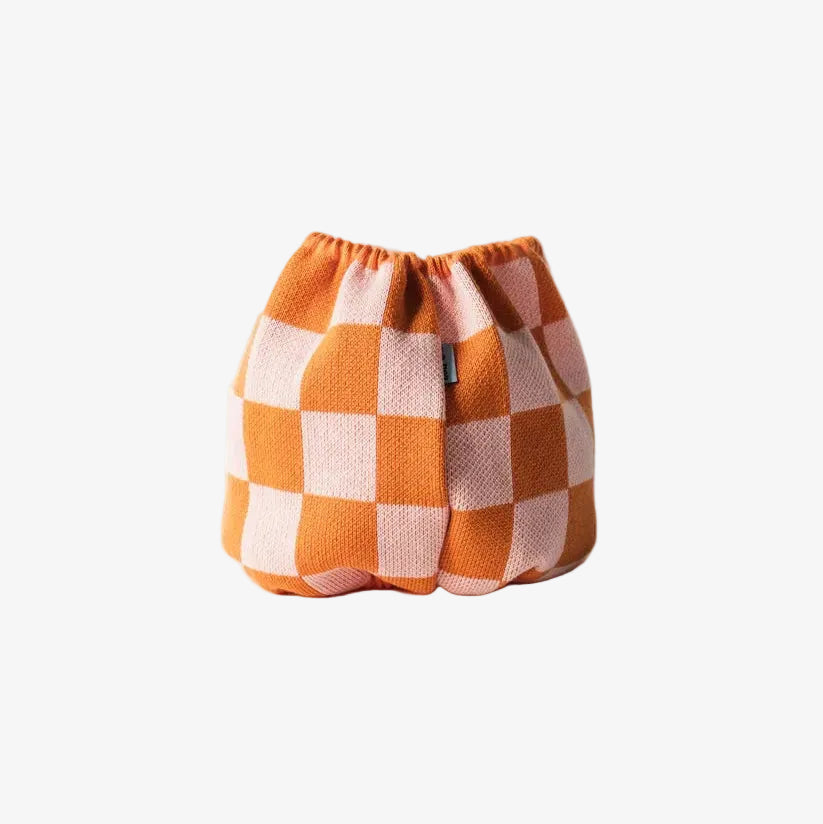 Knitted Dog Snood - Orange Checkered