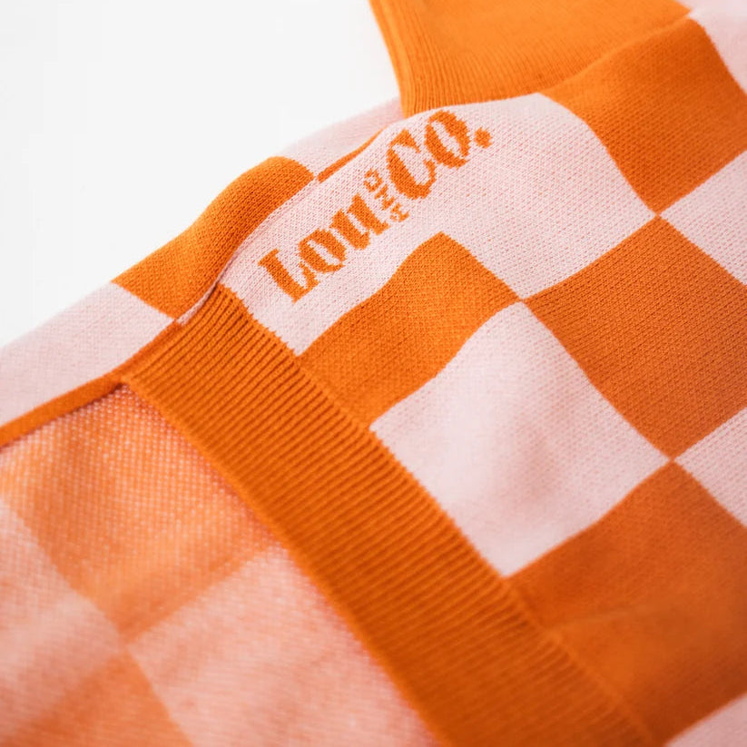 Dog Sweater Orange Checkered