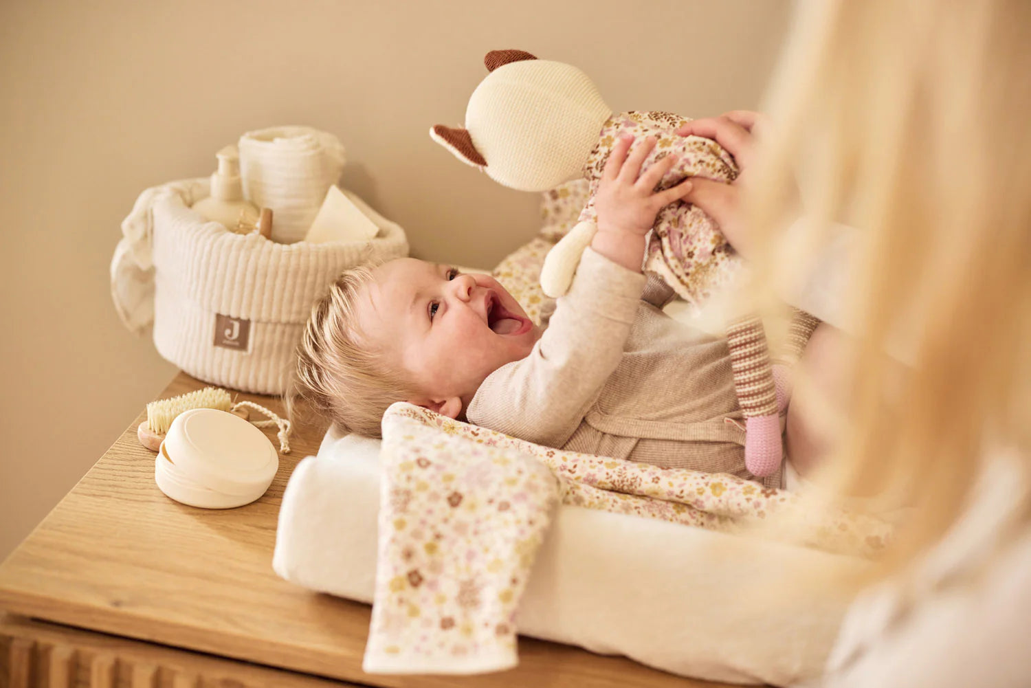Changing Table Basket Cloudy Rib, Oatmeal