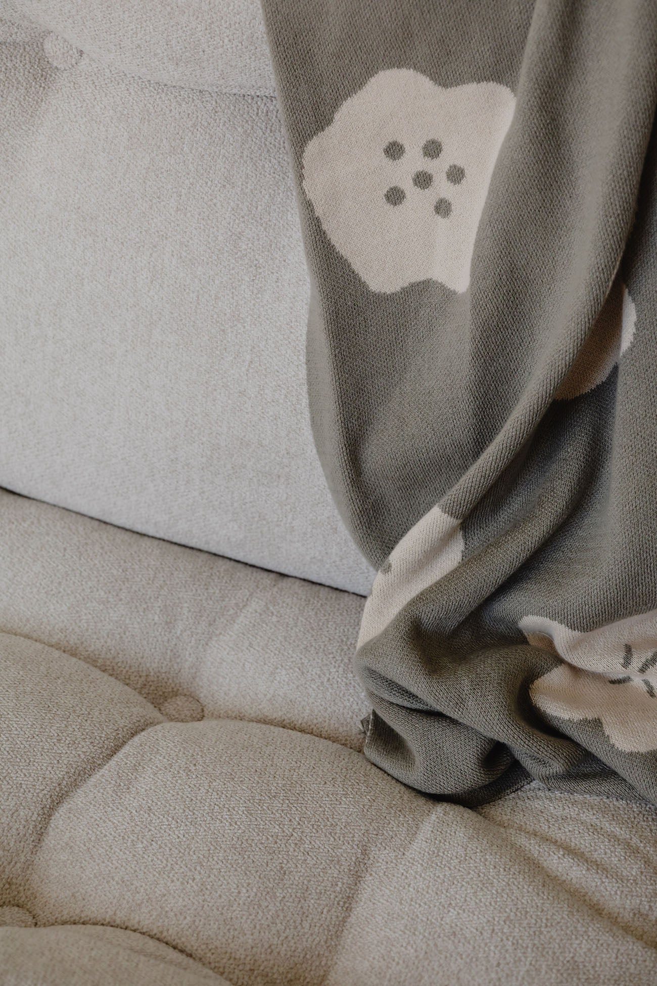 Mini Blanket Floral Garden, Olive Grey