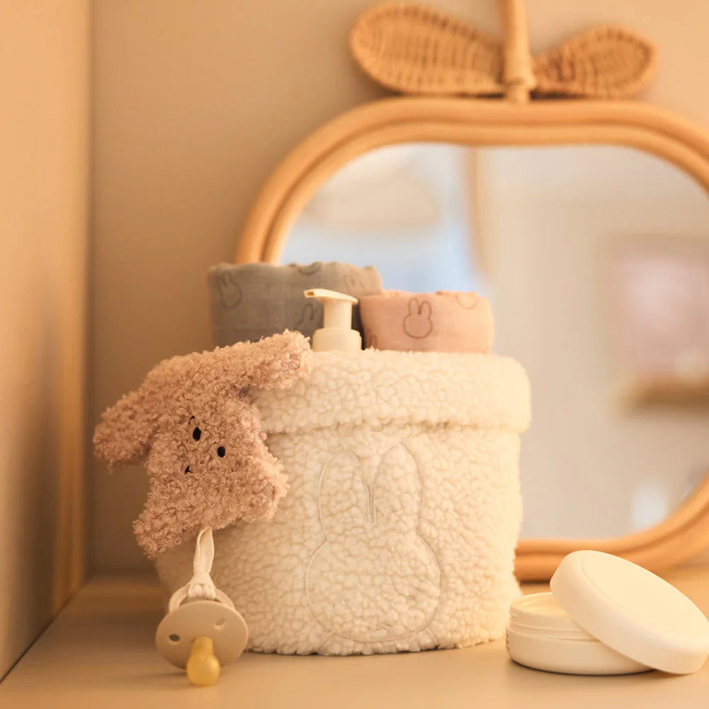 wild rose pacifier cloth in nursery basket