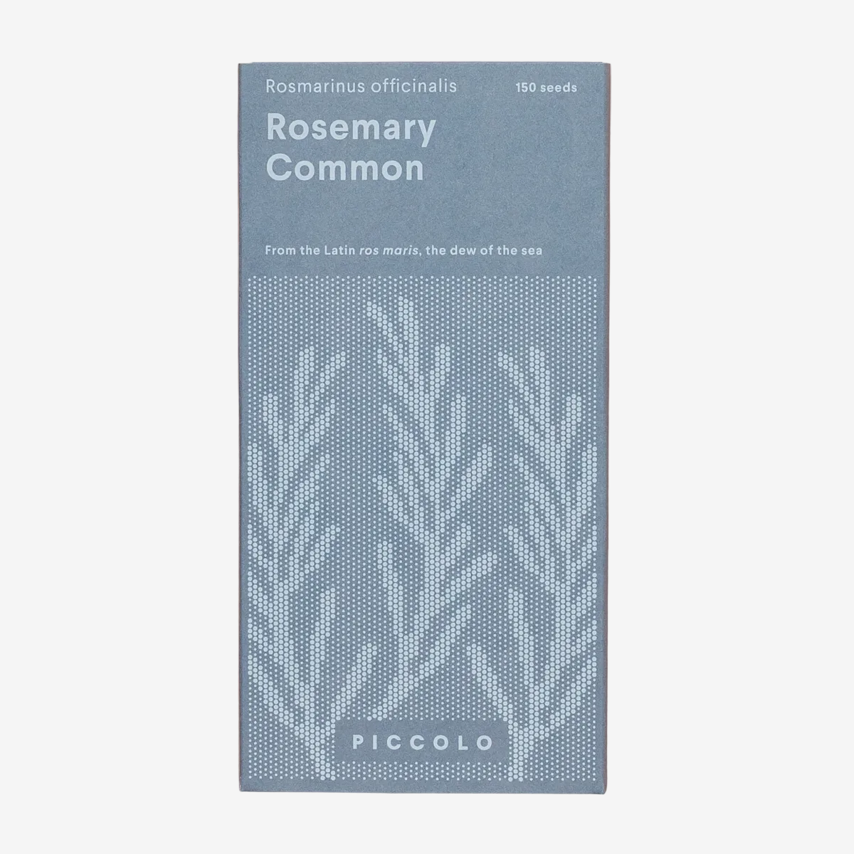 Seed packet for 'Rosemary Common' on a beige background