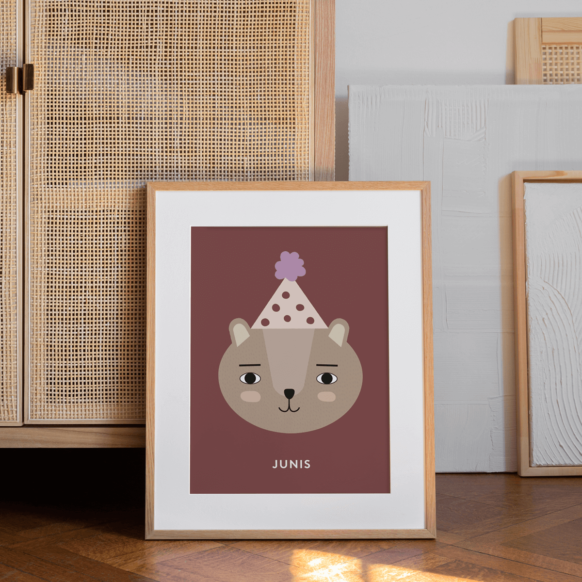 Custom Bear Poster, Burgundy