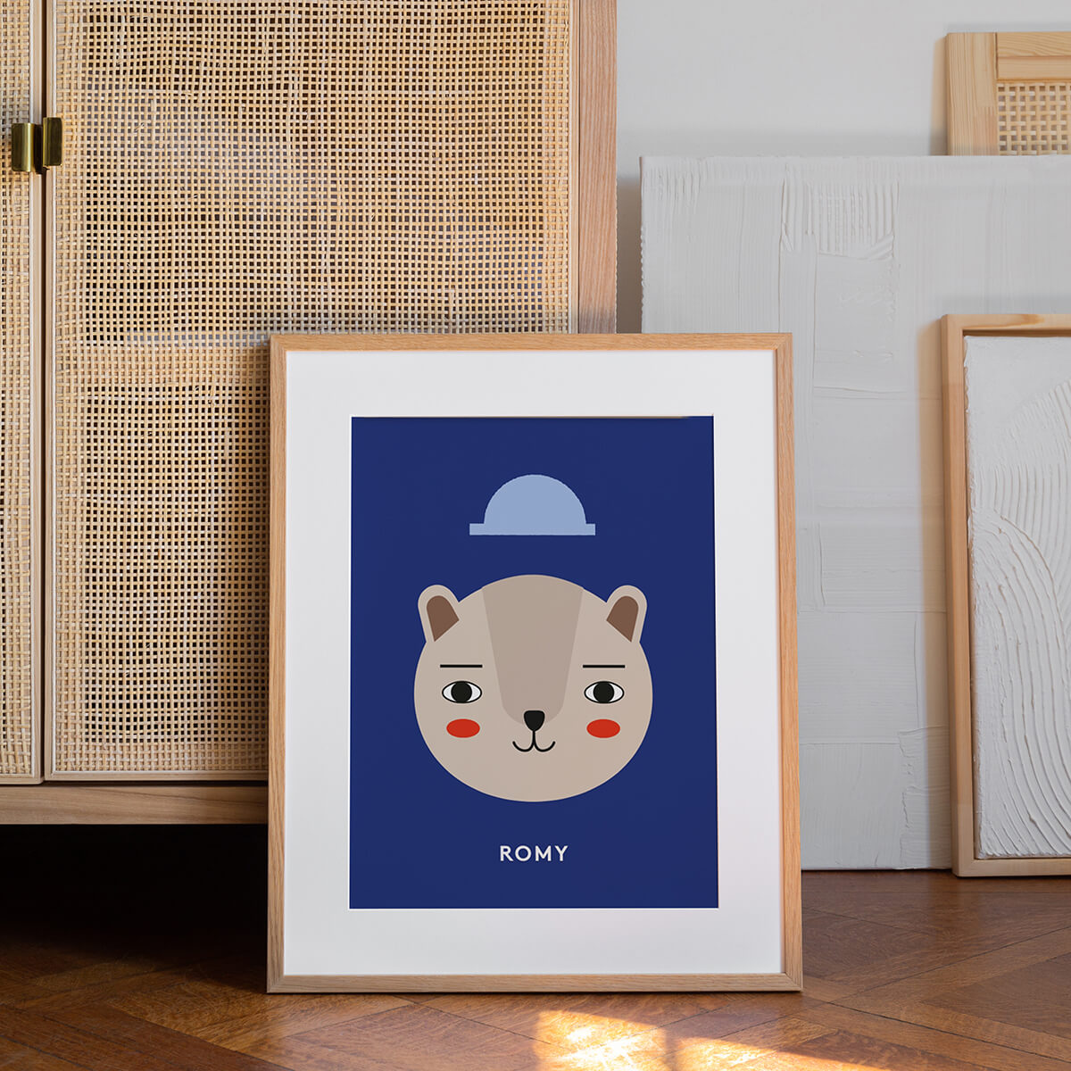 Custom Happy Hat Poster, Blue