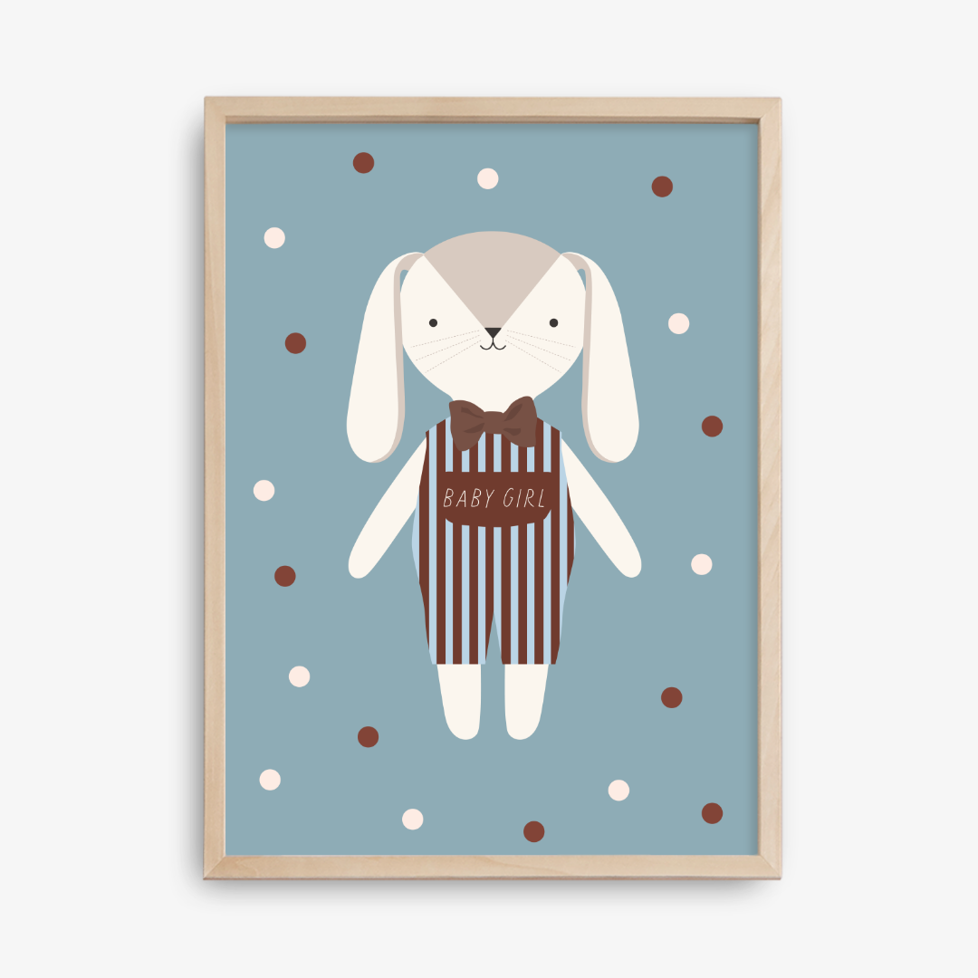 Custom Baby Rabbit Poster, Blue