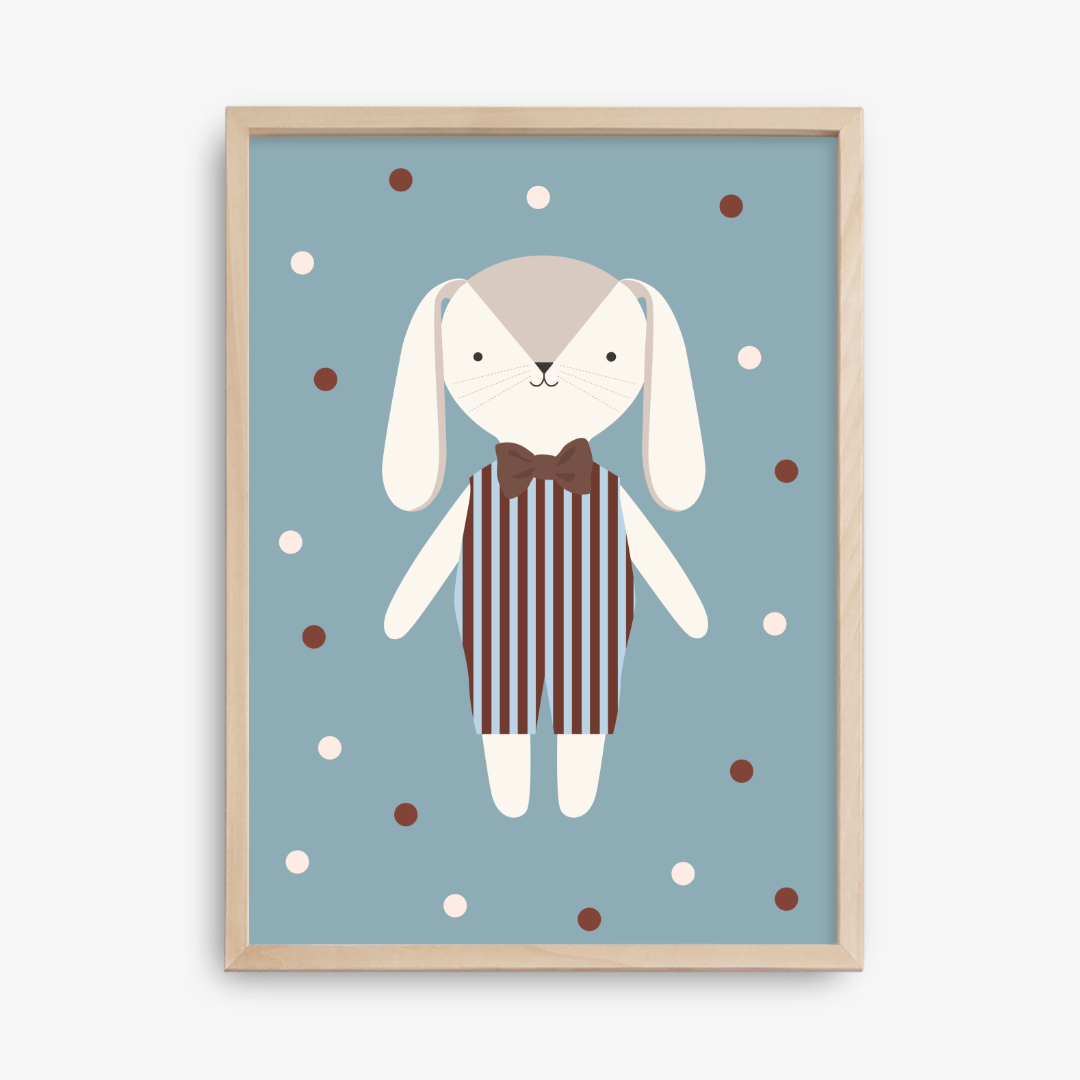 Custom Baby Rabbit Poster, Blue