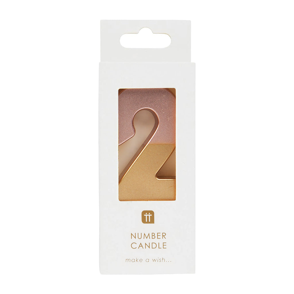 Dipped Number Candle, Rose Gold - 2