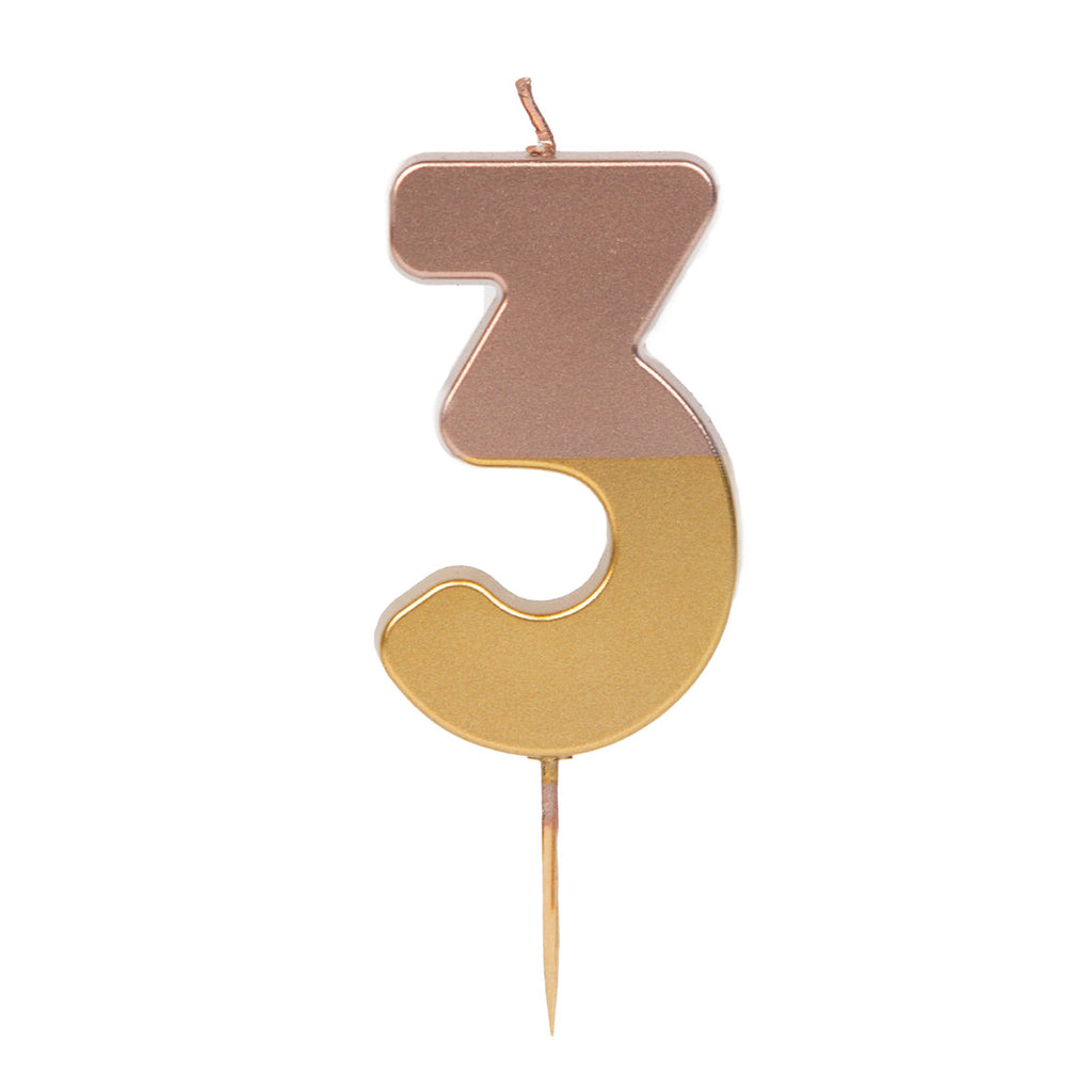 Dipped Number Candle, Rose Gold - 3