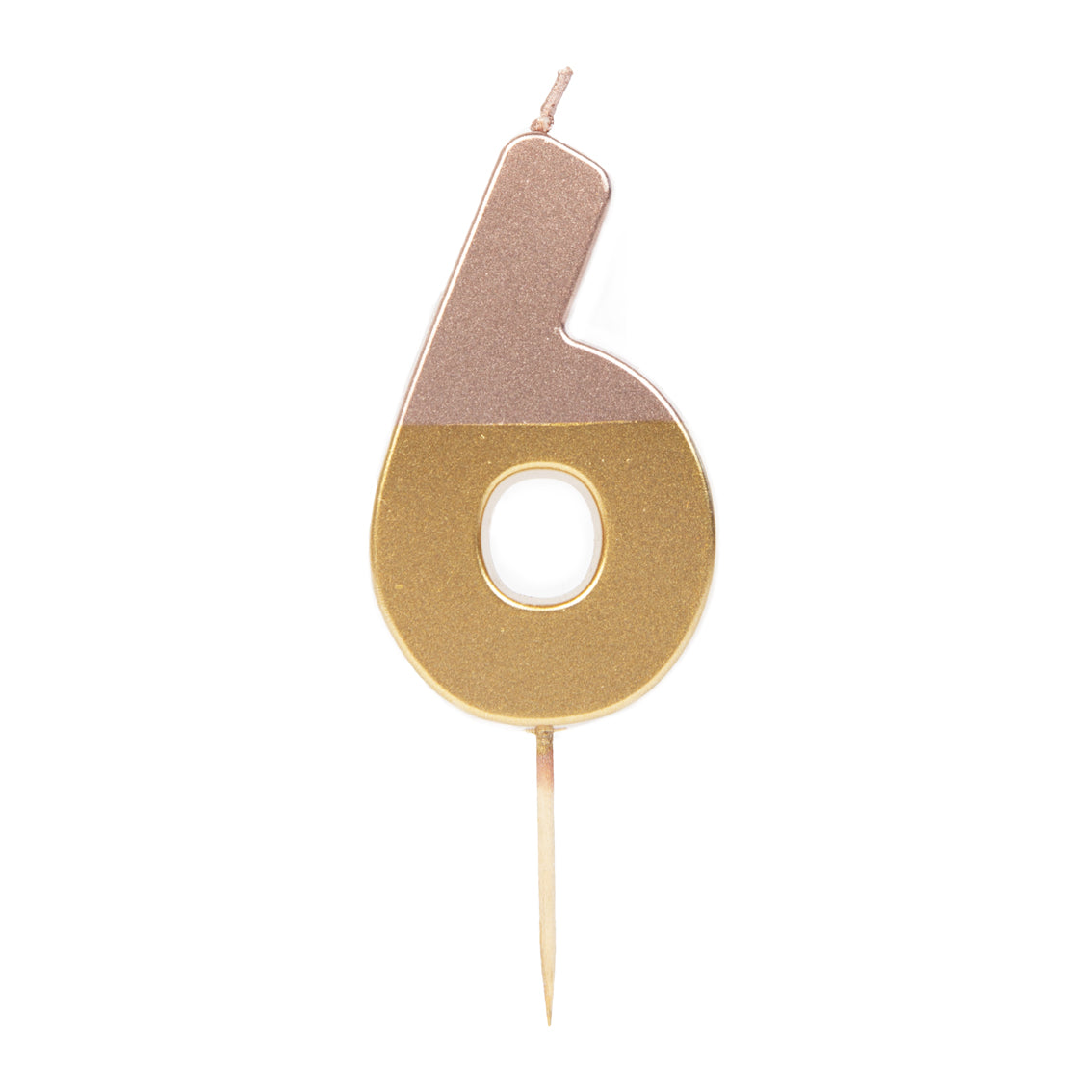 Dipped Number Candle, Rose Gold - 6