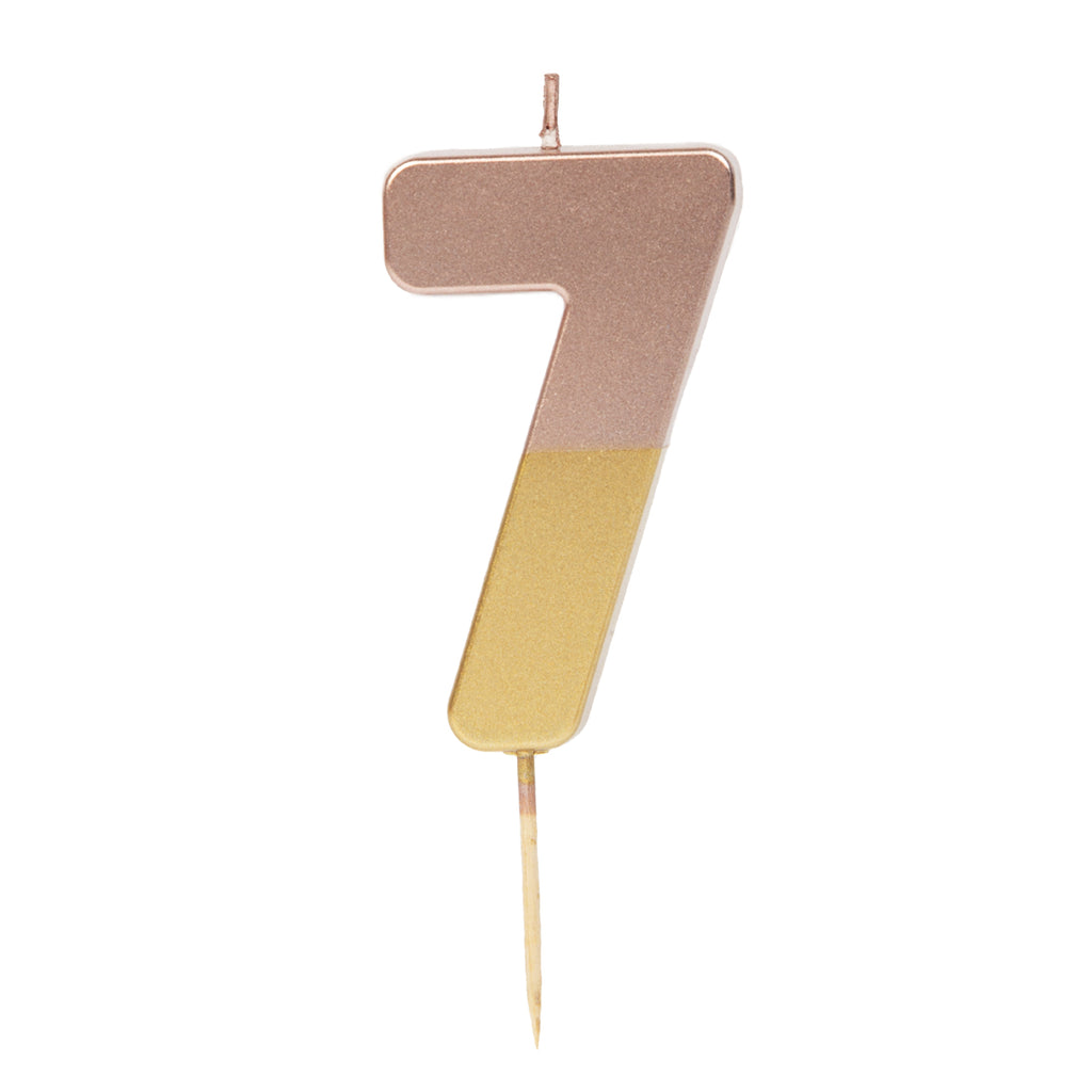 Dipped Number Candle, Rose Gold - 7