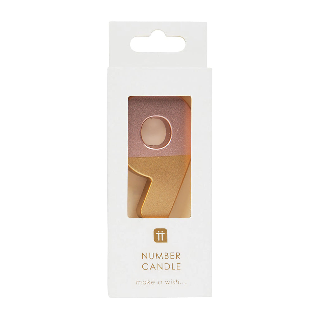Dipped Number Candle, Rose Gold - 9