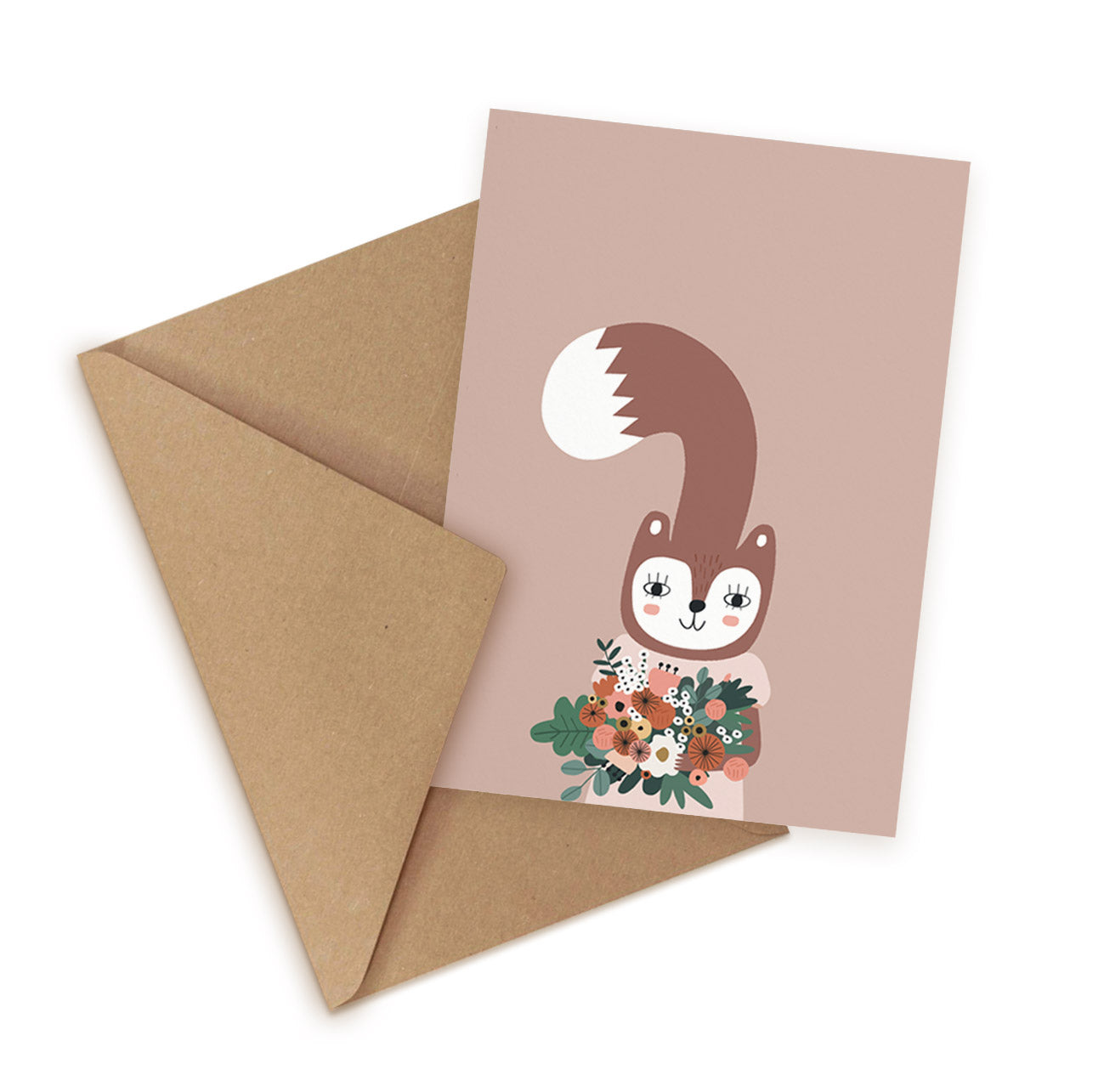Fox with Flowers Greeting Card (4407883890759)