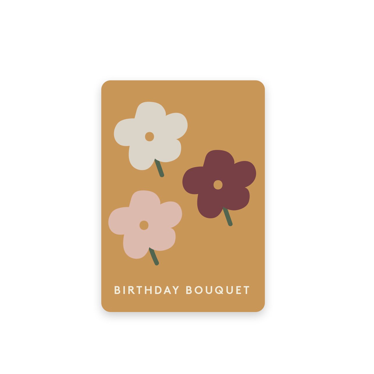 Birthday Bouquet Postcard, Ochre